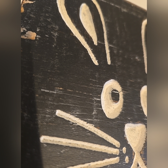 Primitive Rustic Farmhouse Black/white Wooden Bunny Decor - Picture 2 of 9